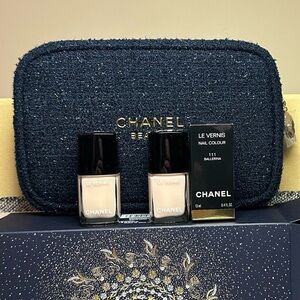 Chanel Navy Cosmetic Bag with Polish duo